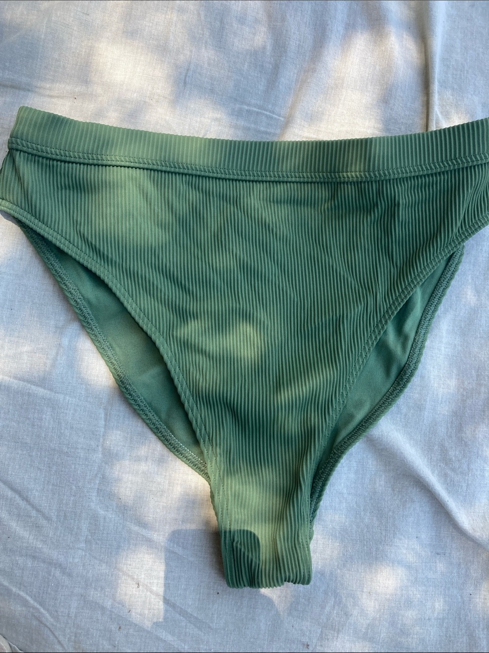 Roxy green rib high rise cheeky swim bottoms XL